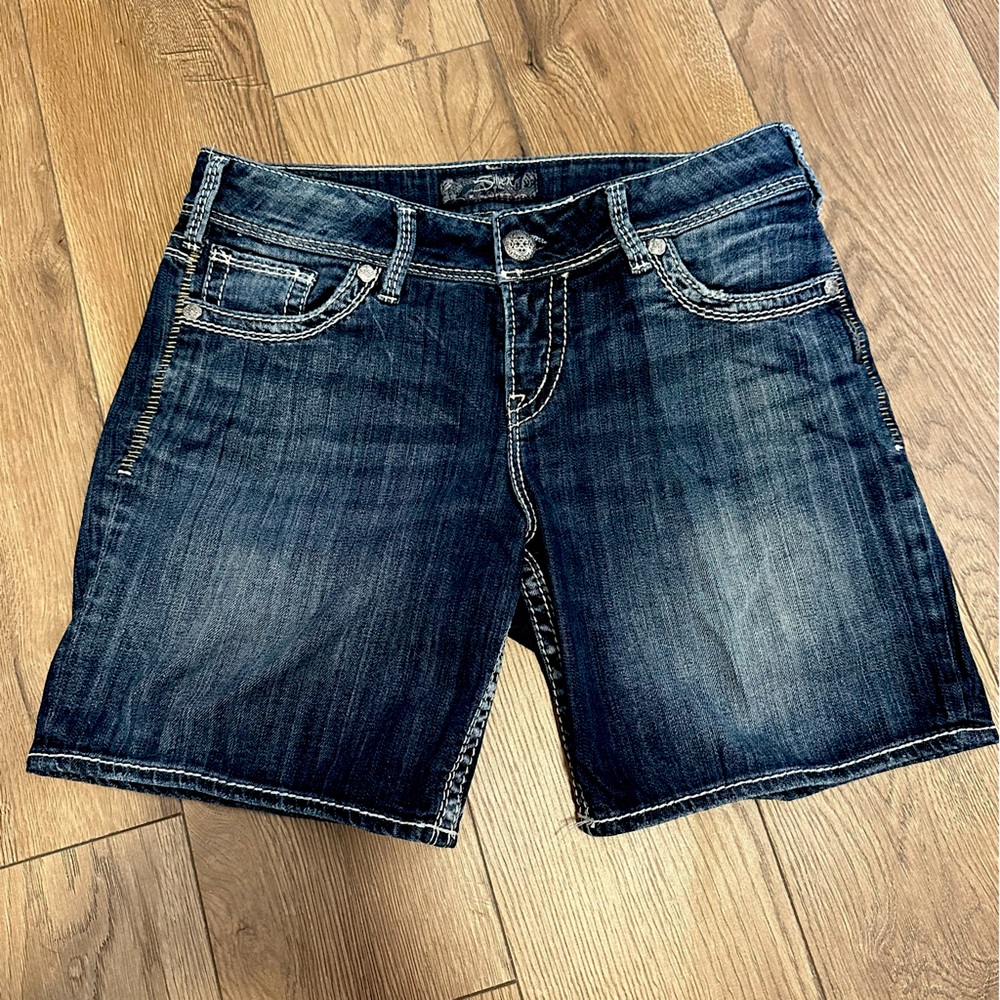 Silver Denim Shorts